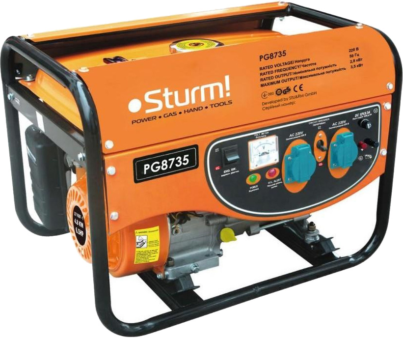 Генератор бензиновий STURM 1 фаза (220В), 3кВт, (PG8735)